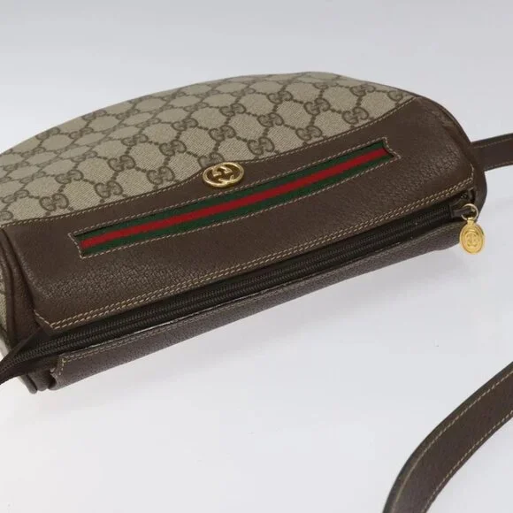 GUCCI GG Supreme Web Sherry Line Bag PVC Beige Gold 001 123 0918 Auth 115011 Shoulder Bags